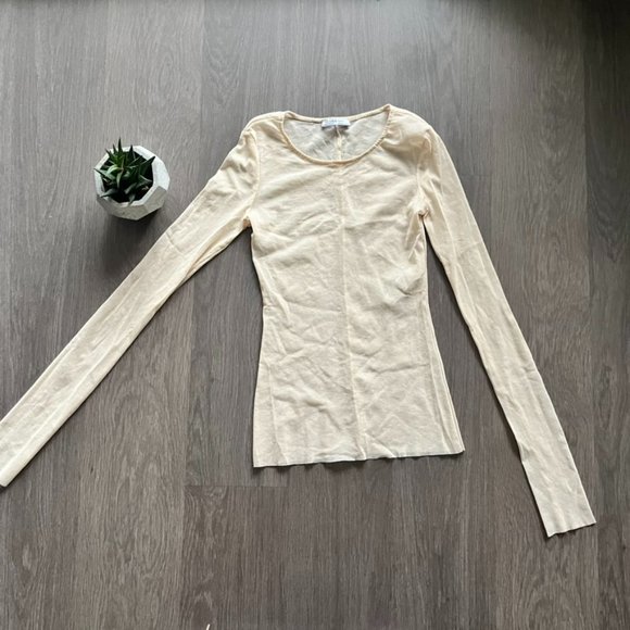ZARA Nude Long-Sleeve Mesh/See-Through Top - Picture 1 of 9